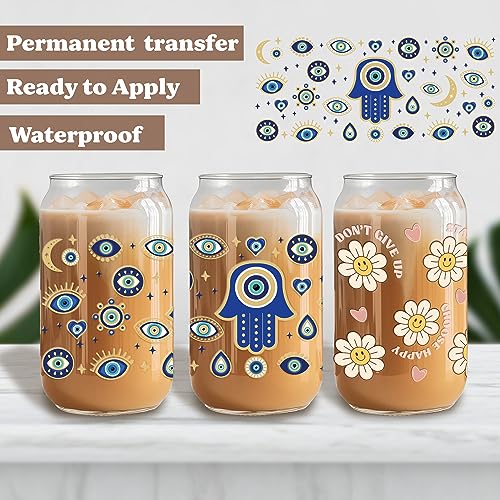 Bestus UV DTF Cup Wrap Transfer for Glass 16Oz Glass Can Rub on Transfer for Crafts, Cup Decal Stickers,9 Sheets Waterproof Ready to Apply, Ready to Press Transfers for Crafting Inspirational Self Love Style - Image 2