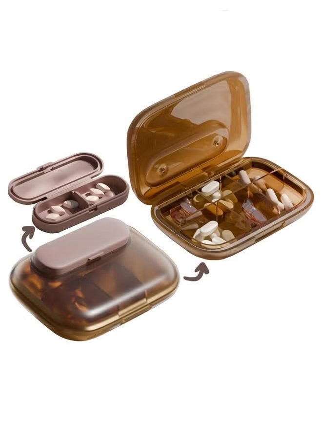 واي جيه منظّم حبوب السفر، وعاء حبوب صغير بستة أقسام، صندوق يومي للحبوب لحفظ الفيتامينات، حقيبة حبوب محمولة للجيب أو الحقيبة، منظّم دواء قابل للفصل - Image 1
