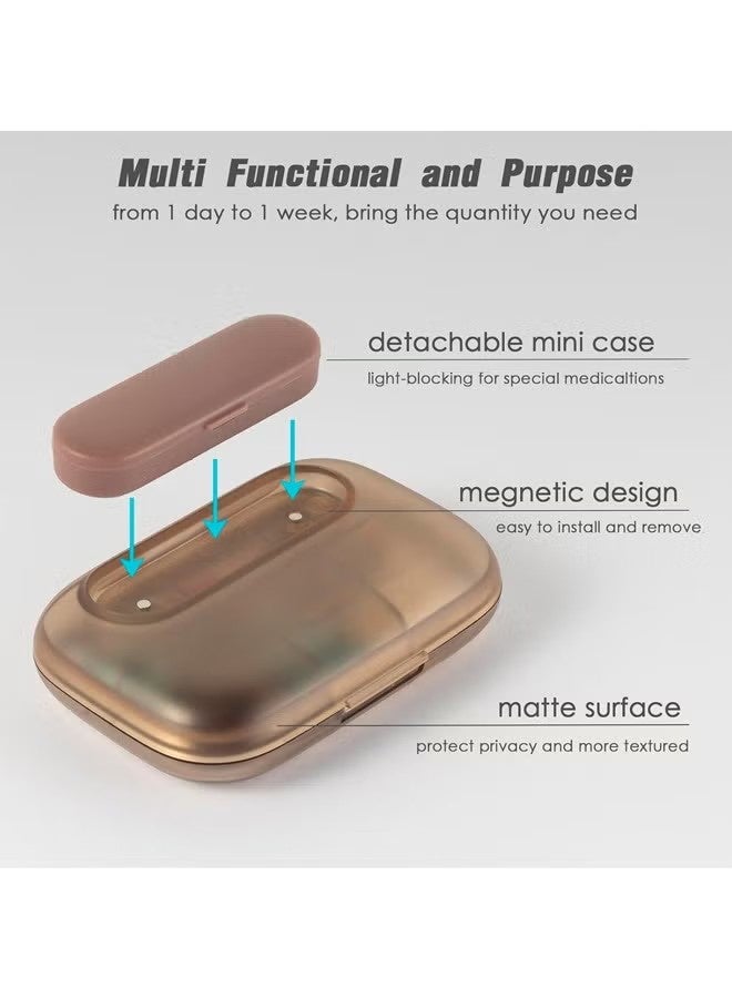 واي جيه منظّم حبوب السفر، وعاء حبوب صغير بستة أقسام، صندوق يومي للحبوب لحفظ الفيتامينات، حقيبة حبوب محمولة للجيب أو الحقيبة، منظّم دواء قابل للفصل - Image 2