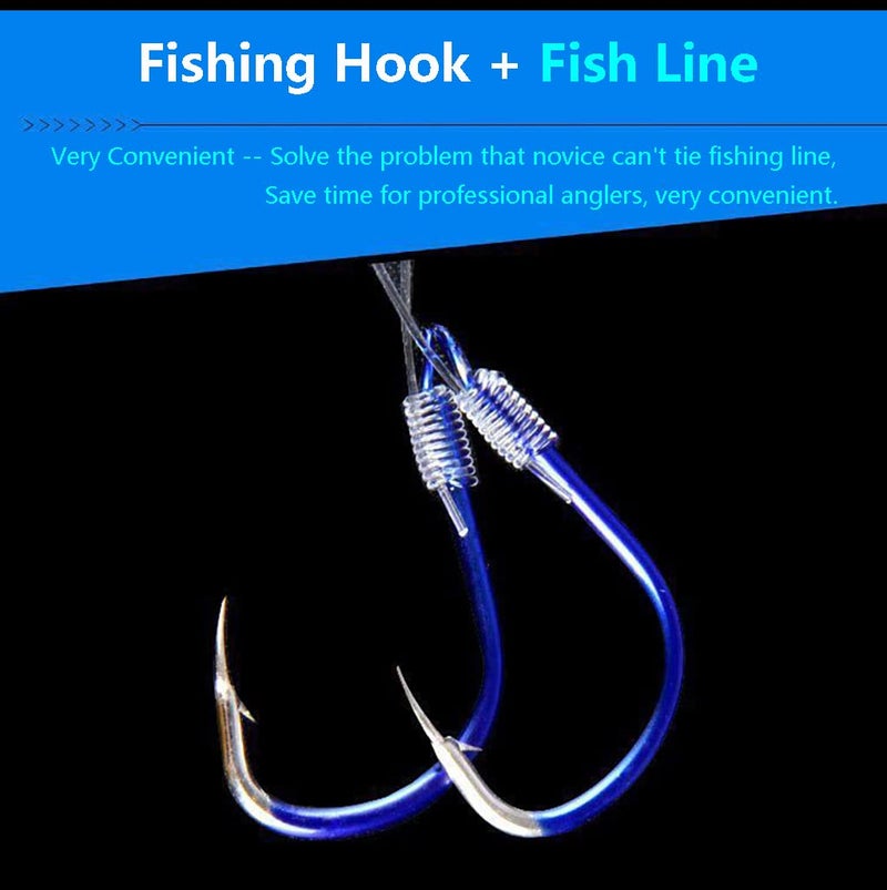 Dyxssm Small Fishing Hooks with Line Super Fishing Hook on Nylon Fishing Line (Pack of 20) (Type-A: Blue, 2#) - Image 5