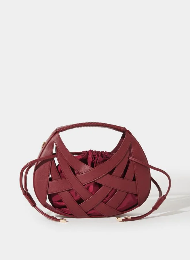 ستايلي Burgundy Weave Hollow Handbag