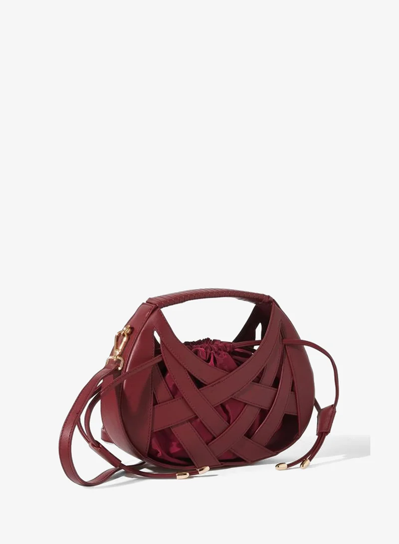 ستايلي Burgundy Weave Hollow Handbag