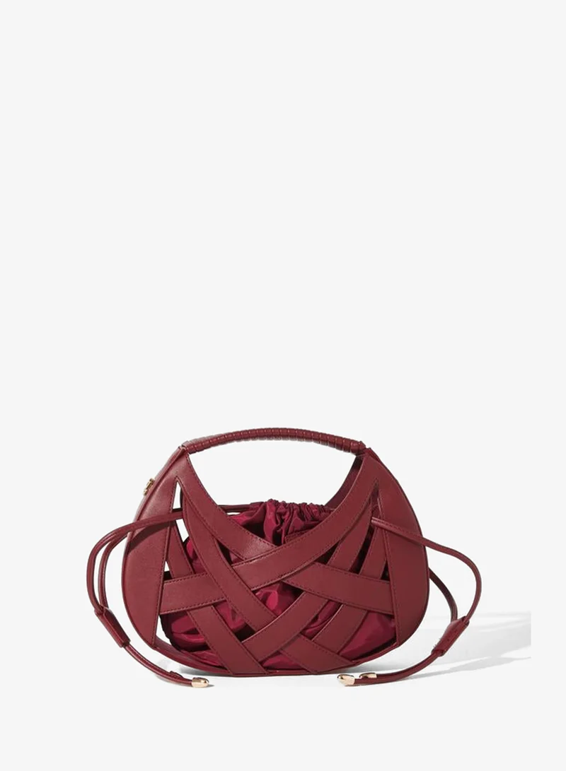 ستايلي Burgundy Weave Hollow Handbag
