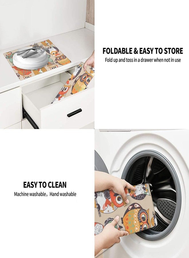 FATTTYCY Owl Dish Drying Mat For Kitchen Counter Decor And Accessories 16 X 18 Inch Microfiber Dish Drainer Rack Mats - Image 5