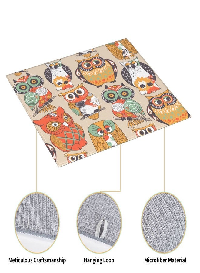 FATTTYCY Owl Dish Drying Mat For Kitchen Counter Decor And Accessories 16 X 18 Inch Microfiber Dish Drainer Rack Mats - Image 3