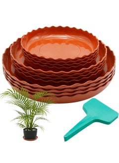 White Plant Trays, 12 Pack 3 Sizes Plastic Round Wave Plant Saucer Flower Plant Pot Saucer Terracotta Drip Trays for Indoor Outdoor Flower Pots and Planters, with 20pcs Green Plant Labels