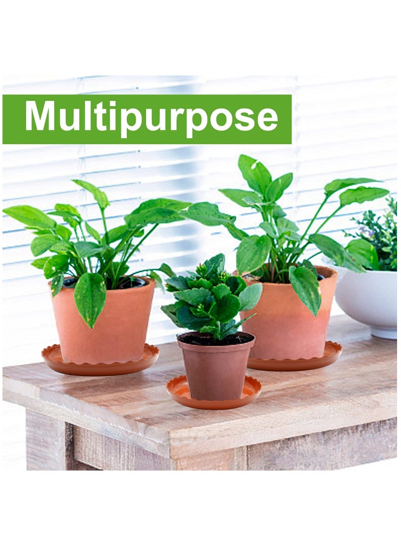 Generic - White Plant Trays, 12 Pack 3 Sizes Plastic Round Wave Plant Saucer Flower Plant Pot Saucer Terracotta Drip Trays for Indoor Outdoor Flower Pots and Planters, with 20pcs Green Plant Labels - Image 1