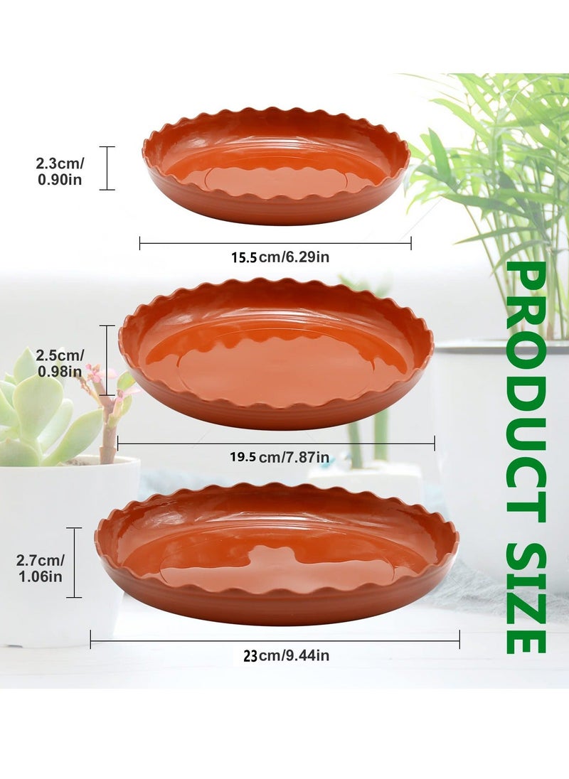 Generic - White Plant Trays, 12 Pack 3 Sizes Plastic Round Wave Plant Saucer Flower Plant Pot Saucer Terracotta Drip Trays for Indoor Outdoor Flower Pots and Planters, with 20pcs Green Plant Labels - Image 1