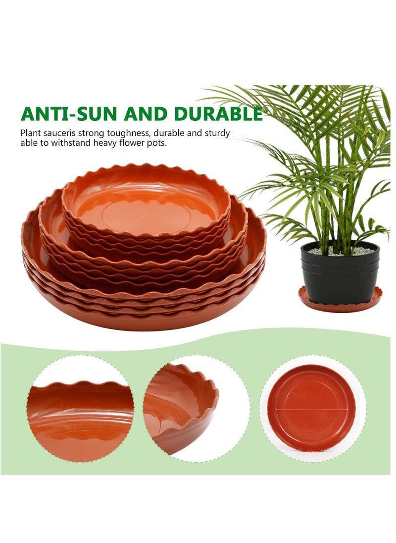 Generic - White Plant Trays, 12 Pack 3 Sizes Plastic Round Wave Plant Saucer Flower Plant Pot Saucer Terracotta Drip Trays for Indoor Outdoor Flower Pots and Planters, with 20pcs Green Plant Labels - Image 1