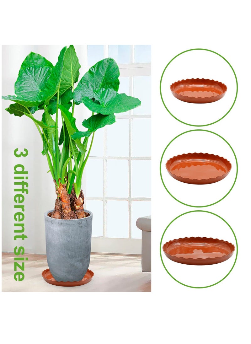 Generic - White Plant Trays, 12 Pack 3 Sizes Plastic Round Wave Plant Saucer Flower Plant Pot Saucer Terracotta Drip Trays for Indoor Outdoor Flower Pots and Planters, with 20pcs Green Plant Labels - Image 1