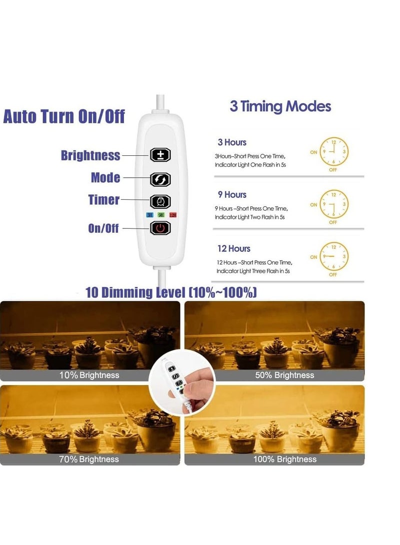 SYOSI شرائط ضوء نمو النباتات LED SYOSI ضوء نمو طيف كامل للنباتات الداخلية مع مؤقت تشغيل وإيقاف تلقائي 10 مستويات قابلة للتعتيم مع 48 LED مصباح نمو شبيه بالشمس للشتلات الزراعة المائية - Image 5
