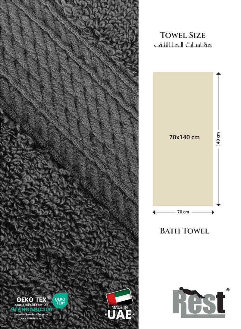 REST  1PC Bath Towel 100% Cotton 70x140 cm  , 27x55 inches Extra Large Grey 1PC Bath Towel Soft and High Absorbent Super Soft Quality Towel - Image 5
