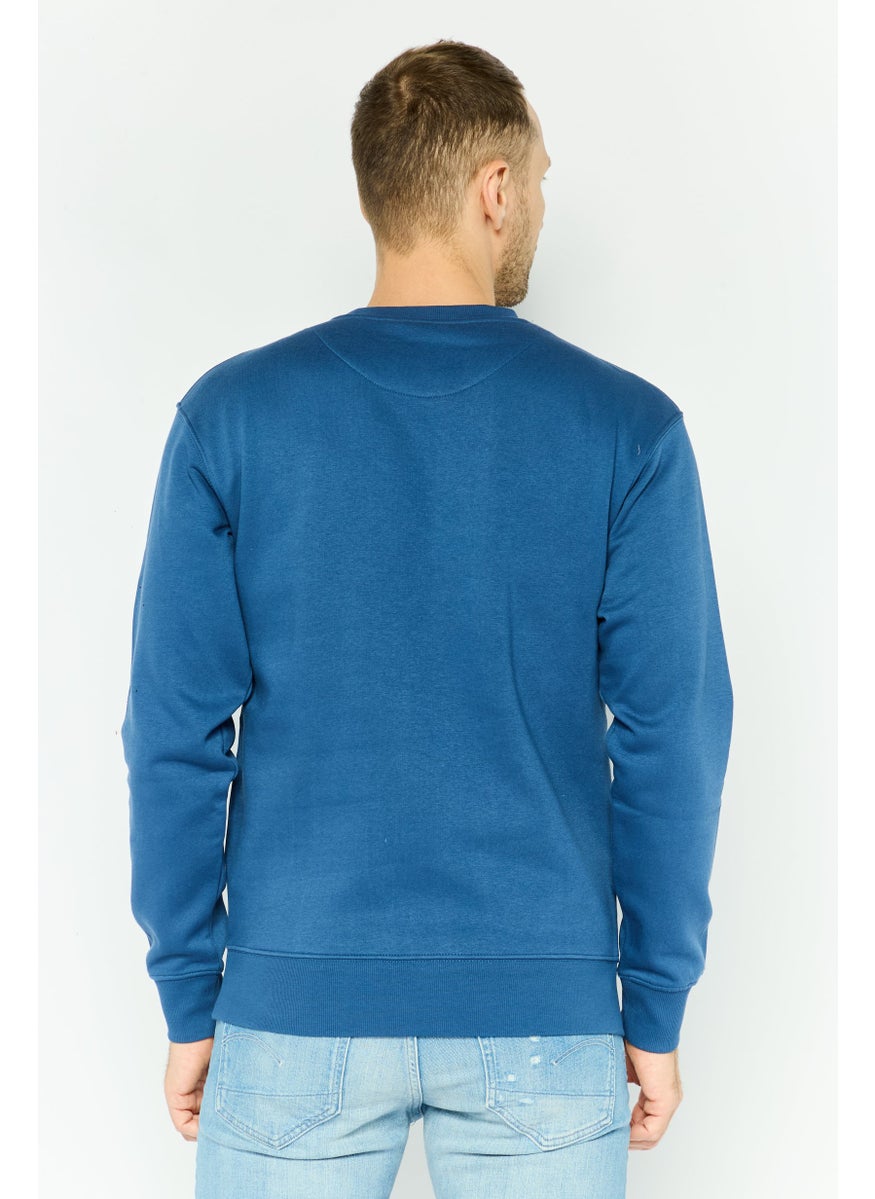 Jack Jones Men Crew Neck Plain  Long Sleeves Sweatshirt, Sage Blue  - Image 3