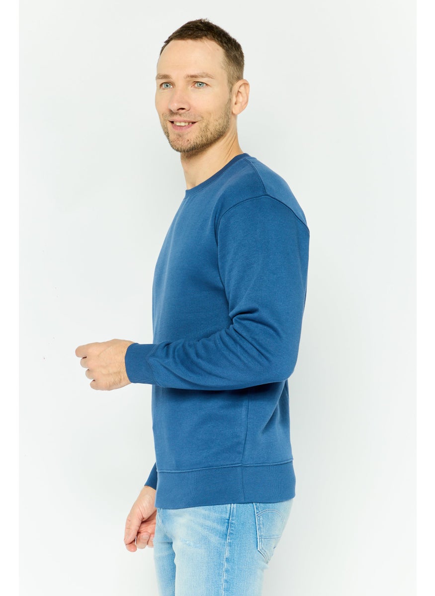 Jack Jones Men Crew Neck Plain  Long Sleeves Sweatshirt, Sage Blue  - Image 4