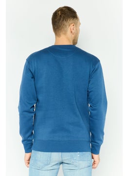 Jack Jones Men Crew Neck Plain  Long Sleeves Sweatshirt, Sage Blue  - Image 3
