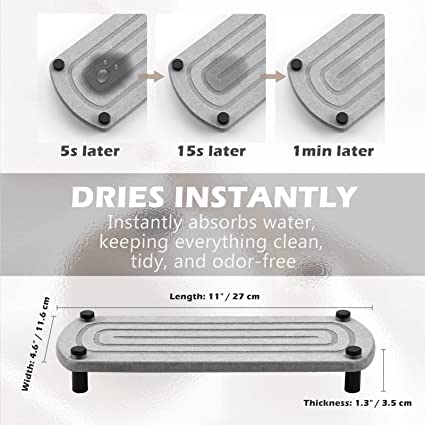Dhadh Sink Caddy, Instant Dry Sink Organizer, Natural Diatomite Stone Sink Tray for Soap Holder Dispenser - Image 4