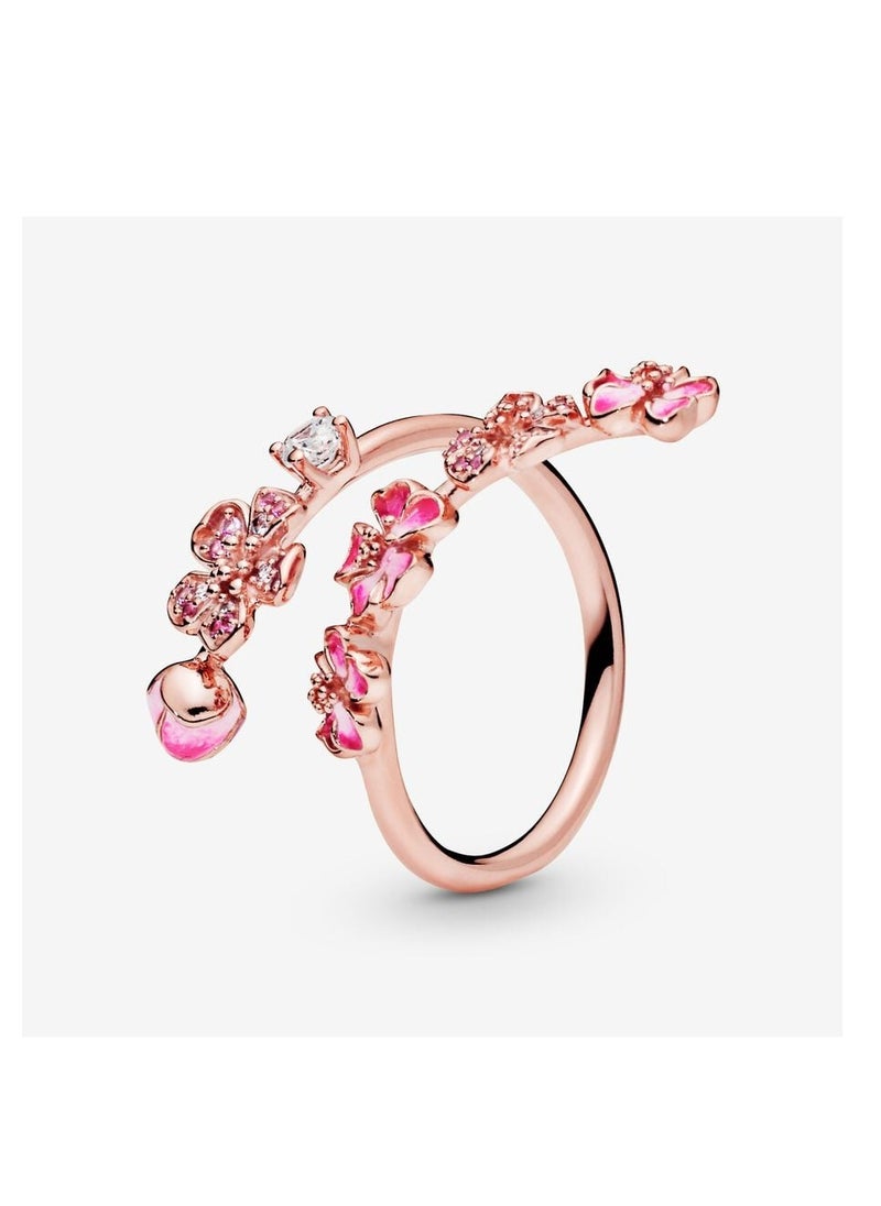 Pandora Violet - Pandora pink peach blossom branch ring - Image 1