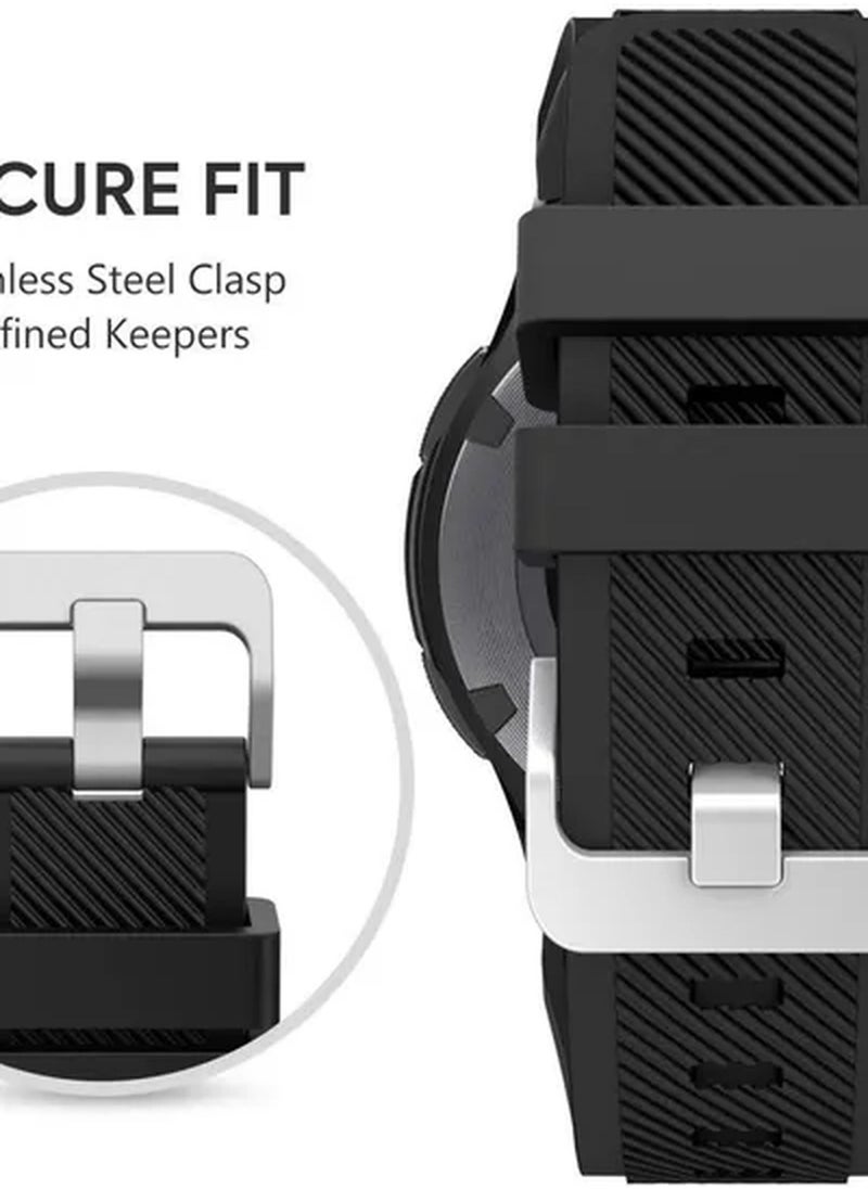 ZOOMEE - Sport Series Silicone Smartwatch Strap Band For Huawei Watch GT1/Huawei Watch GT2 46mm/Galaxy S4 46mm/Samsung Active2 44mm/Honor Magic2 46mm Black - Image 1