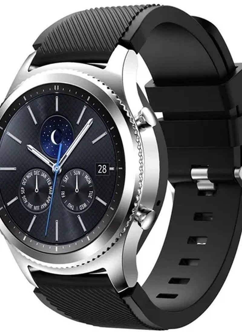 ZOOMEE - Sport Series Silicone Smartwatch Strap Band For Huawei Watch GT1/Huawei Watch GT2 46mm/Galaxy S4 46mm/Samsung Active2 44mm/Honor Magic2 46mm Black - Image 1