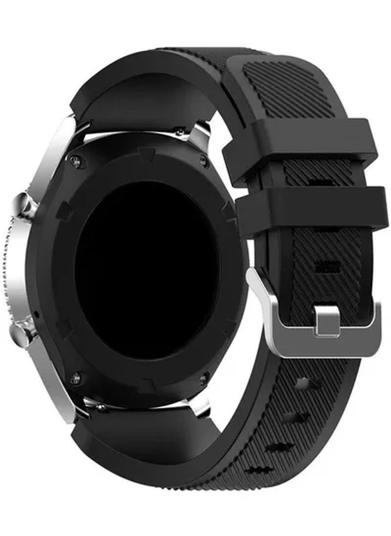 ZOOMEE - Sport Series Silicone Smartwatch Strap Band For Huawei Watch GT1/Huawei Watch GT2 46mm/Galaxy S4 46mm/Samsung Active2 44mm/Honor Magic2 46mm Black - Image 1
