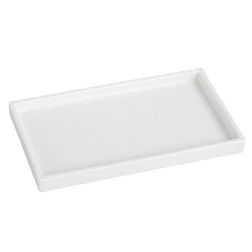 Eyrozia Bathroom Vanity Tray - 11'' Ceramic Rough-Textured Rectangle Countertop Tray, Heavy-Duty Perfume Organizer Plate, Jewelry Ring Tray, Kitchen Soap Dispenser Stone Trays, White - Image 1