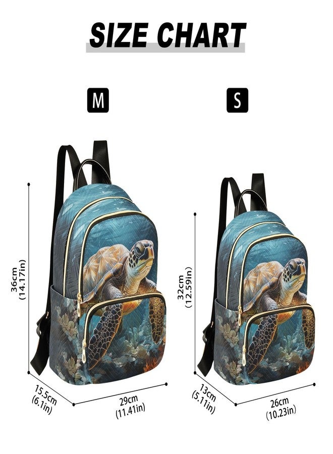 PJGINUIUA Women's Quilted Small Backpack Sea Turtles Mini Backpack Purse for Women College Travel Daypack - Image 4