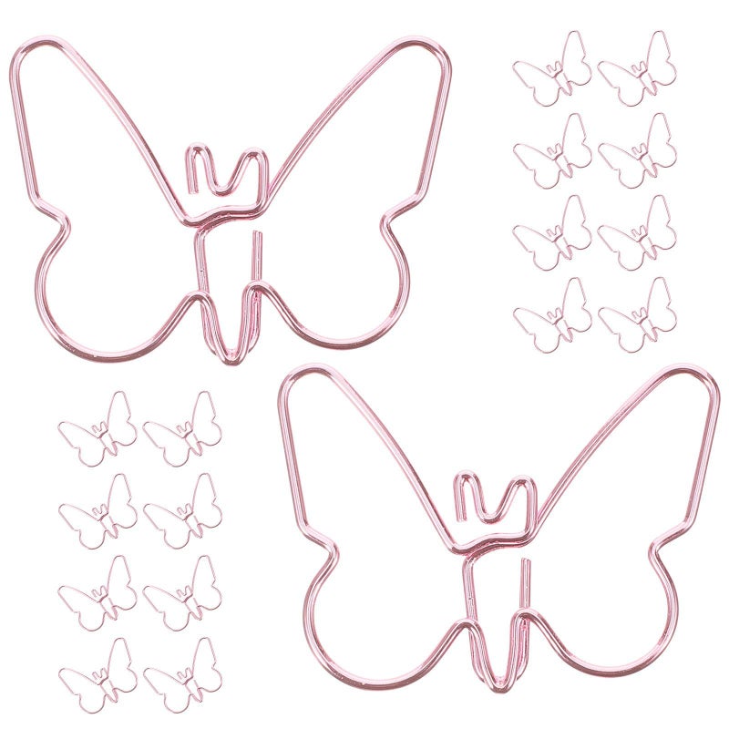 Pink Butterfly Paper Clips 18pcs Creative Small Clamps for Office Document Organization - Image 2