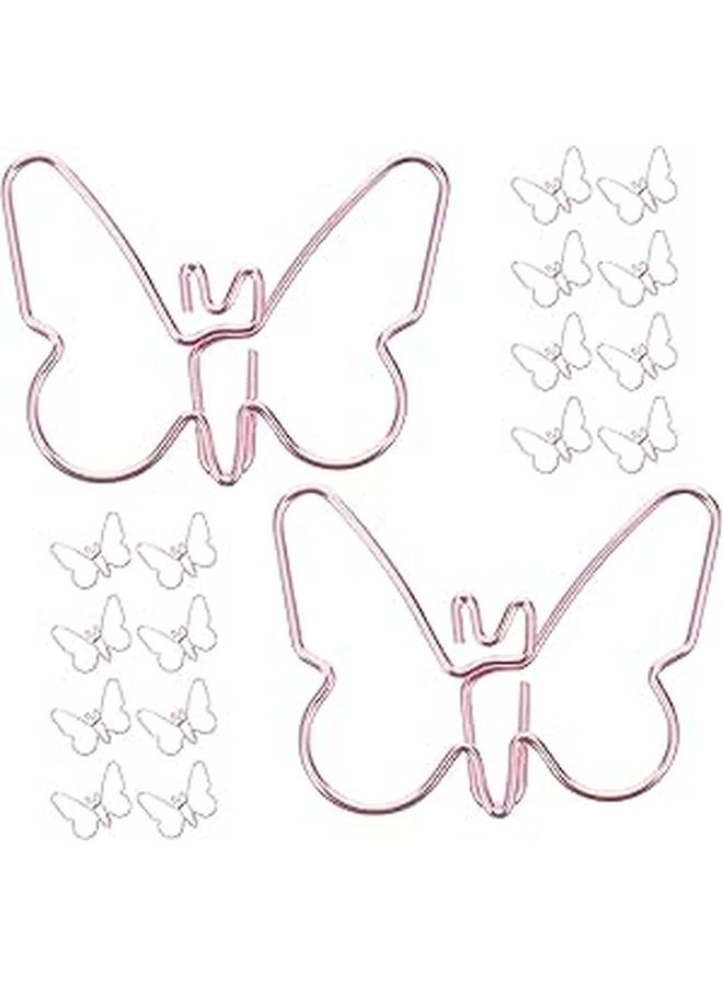 Pink Butterfly Paper Clips 18pcs Creative Small Clamps for Office Document Organization - Image 1