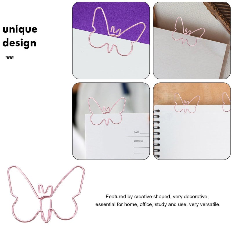 Pink Butterfly Paper Clips 18pcs Creative Small Clamps for Office Document Organization - Image 4