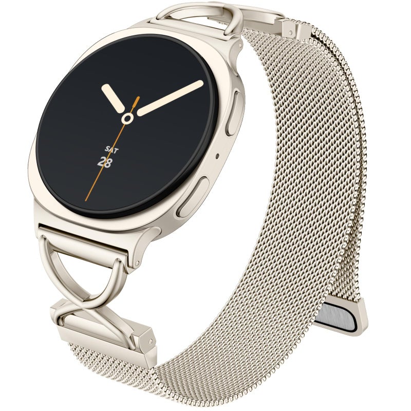 Dirrelo Magnetic Metal Bands Compatible with Galaxy Watch 8 Band 40mm 44mm/Galaxy Watch 8 Classic Band 46mm, Milanese Mesh Breathable Dressy Strap for Samsung Galaxy 8/8 Classic Women,Starlight - Image 1
