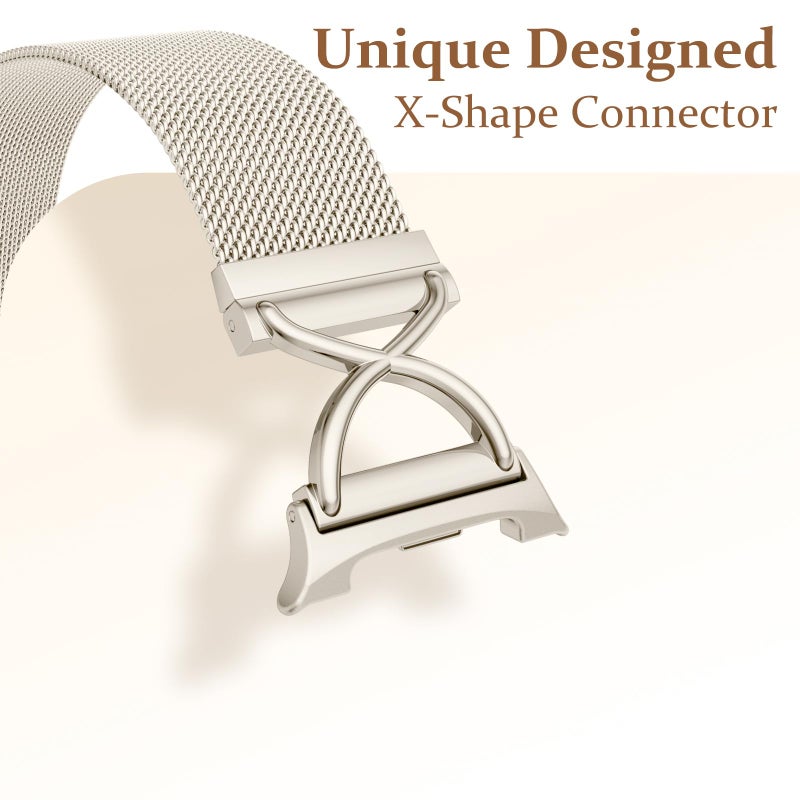 Dirrelo Magnetic Metal Bands Compatible with Galaxy Watch 8 Band 40mm 44mm/Galaxy Watch 8 Classic Band 46mm, Milanese Mesh Breathable Dressy Strap for Samsung Galaxy 8/8 Classic Women,Starlight - Image 2