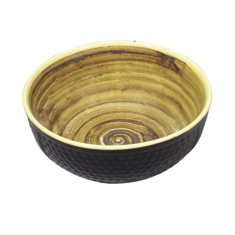 miah decor Miah Décor Ceramic Handcrafted Nestled Serving Bowls Set -Pack of 3|Stoneware/Dotted Surface Pattern| Dia-8"/7"/6"| Microwave & Dishwasher Safe|MDCF-35|Black and Yellow - Image 2