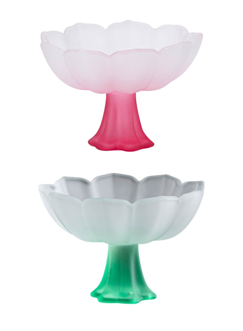 2-Pack of Glazed Pastel High-Footed Cups, High-Footed Tea Cups, Tea Tasting Cups, Scented Cups, Rice Wine And Shochu Cups, Light Luxury And High-Value Host Cups (Pink + Green)  - Image 1