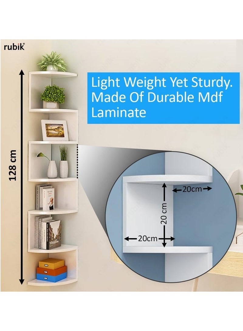 Rubik Corner Shelf Wall Mounted, 7 Tier Zigzag Wall Mounted Wood Halter Floating Shelves for Home Office Storage and Decor Display (Black)  - Image 4