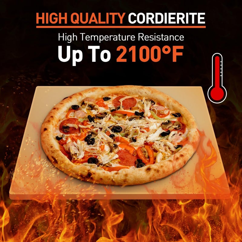 Arcedo Pizza Stone for Oven and Grill 15 x 12 Inch, Rectangular Baking Stone for Bread, Heavy Duty Ceramic Pizza Pan, Thermal Shock Resistant Safe for Bread, Pies and More - Image 3
