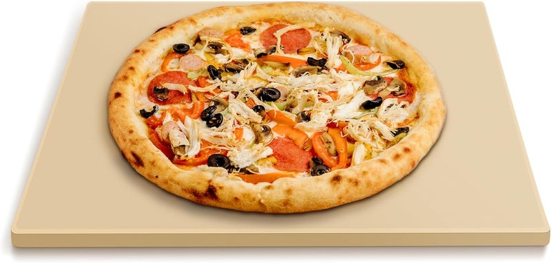 Arcedo Pizza Stone for Oven and Grill 15 x 12 Inch, Rectangular Baking Stone for Bread, Heavy Duty Ceramic Pizza Pan, Thermal Shock Resistant Safe for Bread, Pies and More - Image 1