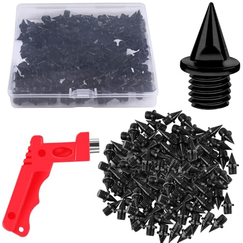 JULMELON 120PCS 1/4inch Black Stainless Steel Track and Cross Country Spikes Golf Shoe Spikes with Spike Wrench, Replacement Spikes for Sprint Sports Short Running Track Shoes - Image 1