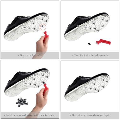 JULMELON 120PCS 1/4inch Black Stainless Steel Track and Cross Country Spikes Golf Shoe Spikes with Spike Wrench, Replacement Spikes for Sprint Sports Short Running Track Shoes - Image 4