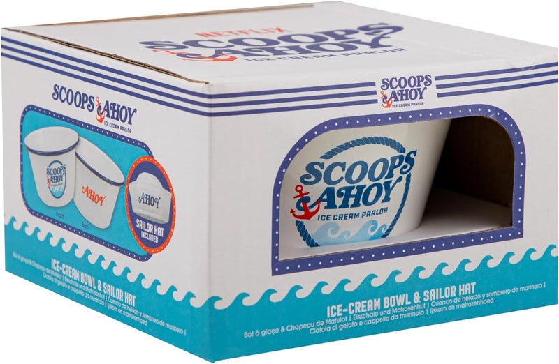 سينيريبلكاس تقليدات من مسلسل Stranger Things - وعاء الآيس كريم Scoops Ahoy والقبعة Ahoy - براءة تصنيع رسمية - Image 3