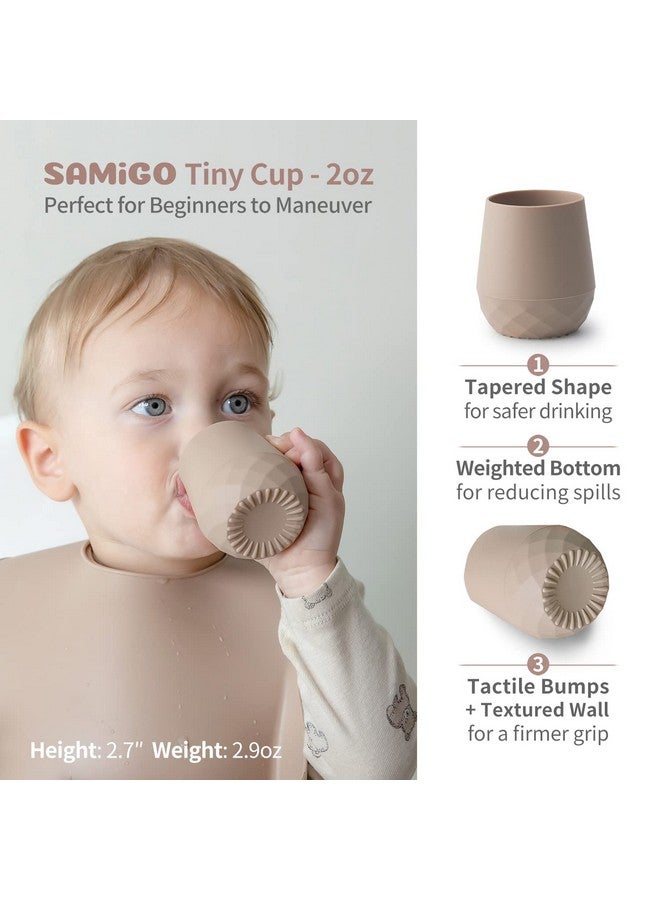 SAMiGO Silicone Baby Utensils - Self Feeding Spoons and Tiny Training Cup - First Stage Baby Led Weaning Supplies for 6 Months+ Infants - Set of 3 - Image 2