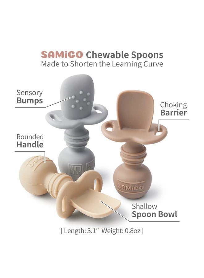 SAMiGO Silicone Baby Utensils - Self Feeding Spoons and Tiny Training Cup - First Stage Baby Led Weaning Supplies for 6 Months+ Infants - Set of 3 - Image 4