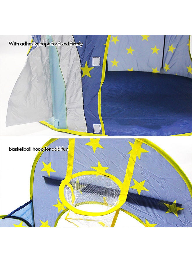 3 in 1 Kids Play Tent Crawl Tunnel ans Ball Pit with Basketball Hoop Rocket Space Tent for Kids with Zippered Storage Bag for Boys Girls Toddlers Kids - Image 4