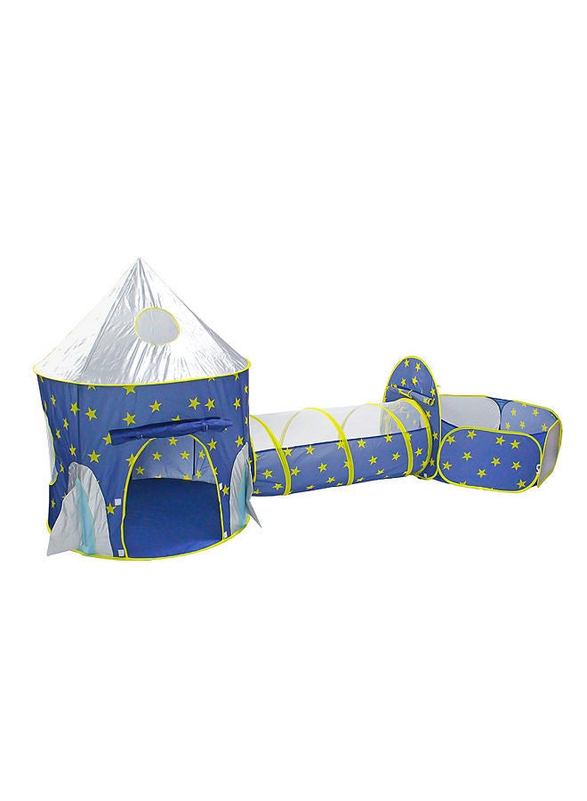 3 in 1 Kids Play Tent Crawl Tunnel ans Ball Pit with Basketball Hoop Rocket Space Tent for Kids with Zippered Storage Bag for Boys Girls Toddlers Kids - Image 1