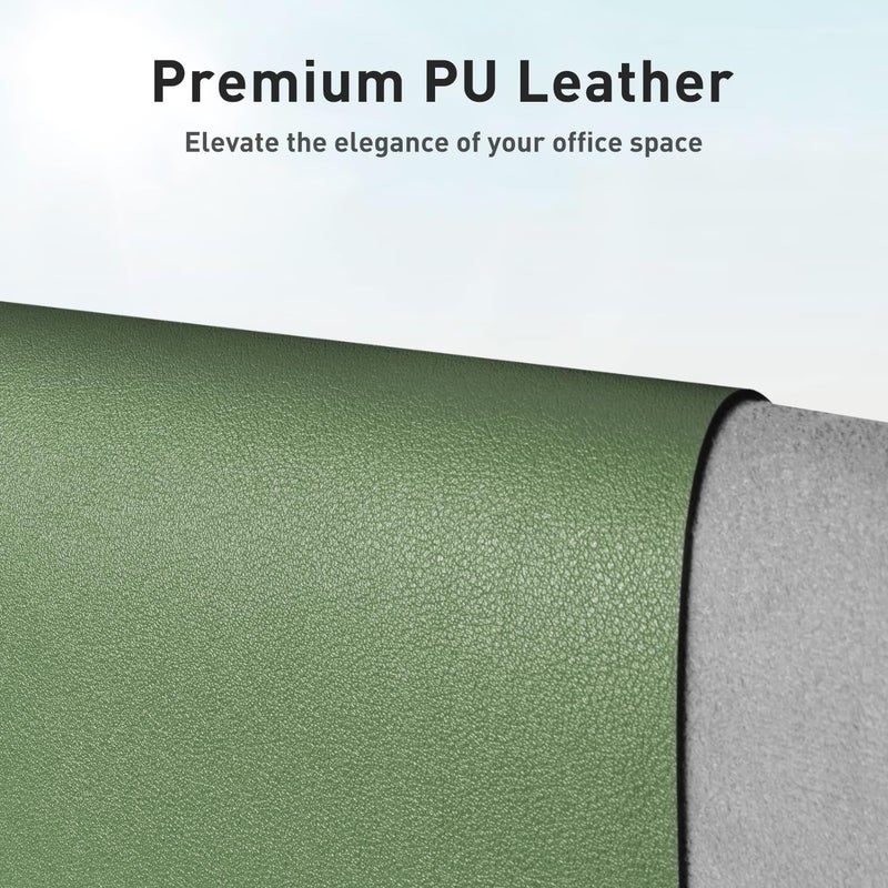 Aothia Leather Desk Pad Protector, Mouse Pad, Office Desk Mat, Non-Slip PU Leather Desk Blotter, Laptop Desk Pad, Waterproof Desk Writing Pad for Office and Home (31.5" x 15.7",Olive Green) - Image 2