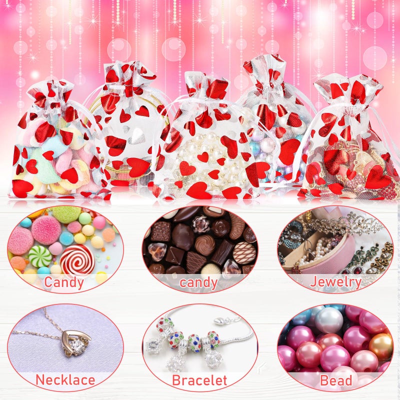 DTOFOOT Valentines Organza Bags,40PCS Love Heart Candy Bags Organza Drawstring Bags Jewelry Gift Pouches for Valentines Day Wedding Party Favors - Image 4