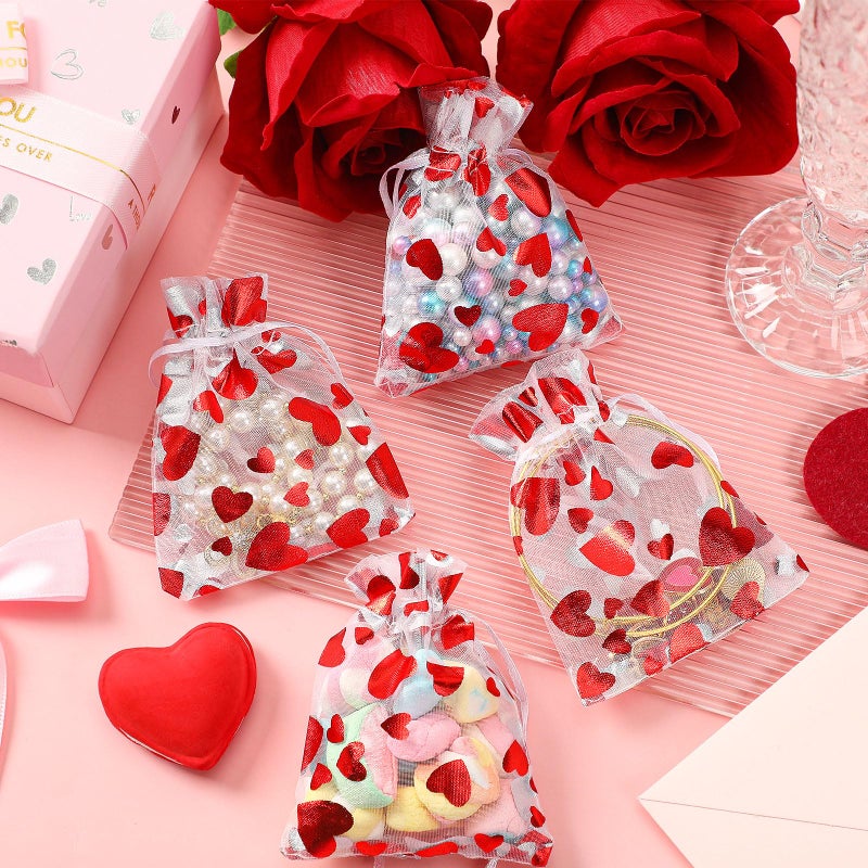 DTOFOOT Valentines Organza Bags,40PCS Love Heart Candy Bags Organza Drawstring Bags Jewelry Gift Pouches for Valentines Day Wedding Party Favors - Image 5