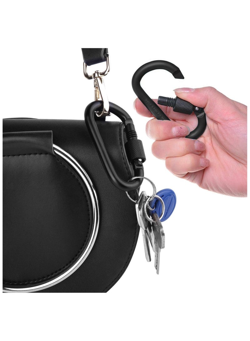 Cuken 8PCS Locking Carabiner Clips, 7.6cm, Aluminum D-Ring Hooks with Spring Snap and Screw Gate for Outdoor Camping Hiking Backpack Keys (Black) - Image 5