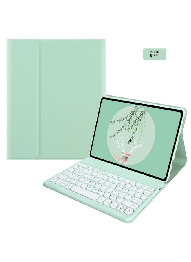 For Lenovo Tab M11 TB330FU Bluetooth Keyboard Case M10 3Gen 328FU Colorful Backlight-Color:Green [protective Cover + Round Keyboard]]-Product Type:Lenovo Xiaoxin Pad 11(TB-331FC)2024 - Image 1
