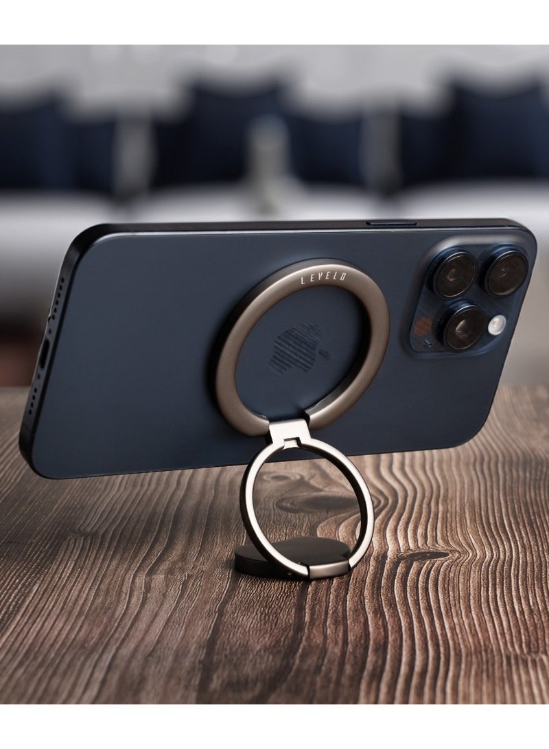 ليفيلو حامل حلقة الهاتف المغناطيسي و MagSafe أوربت - رمادي - Image 4