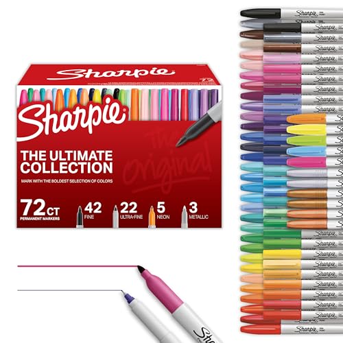 SHARPIE Permanent Markers Ultimate Collection, Fine and Ultra Fine Points, Assorted Colors, 72 Count - Image 1